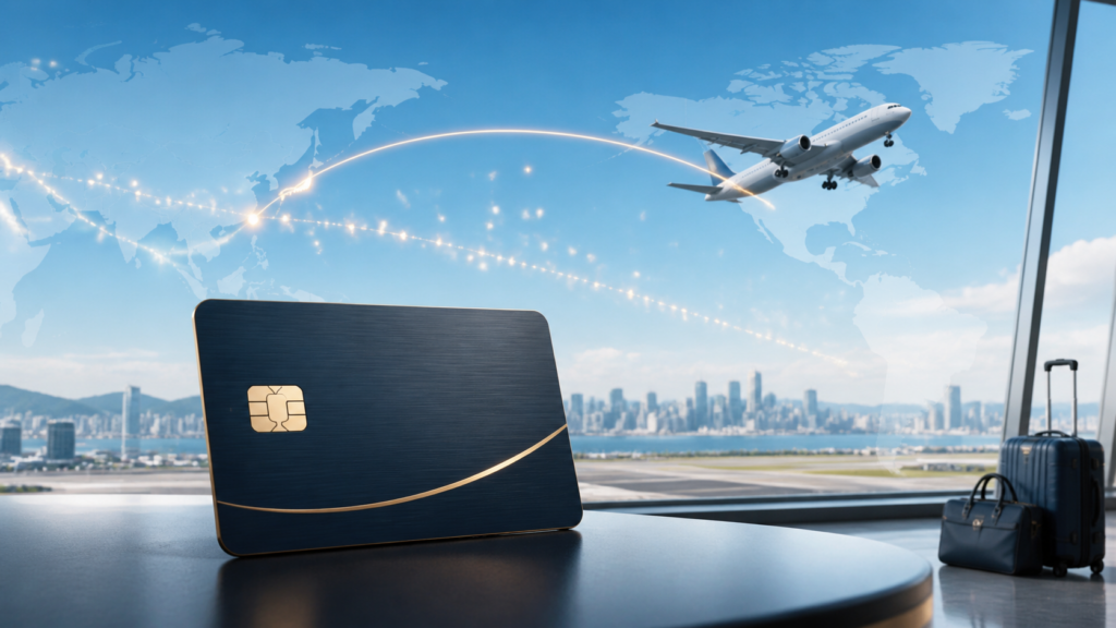 空港、飛行機、クレジットカードを組み合わせたMileagePlusカード比較のイメージ
